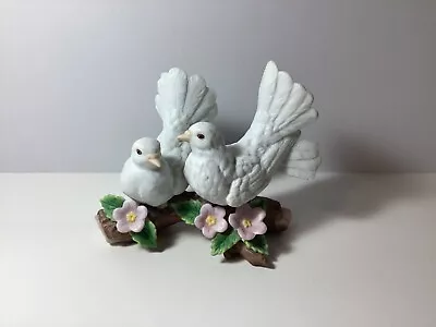 Vintage White Porcelain Doves Birds Figurine Homco Home Interior #1453 • $12