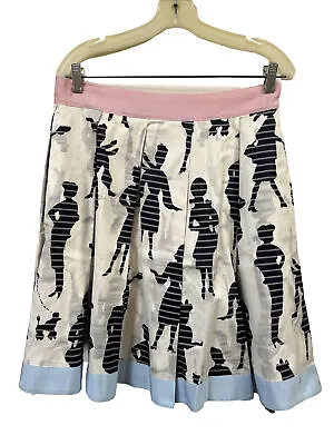 Charles Nolan Pleated A Line Circle Skirt Rockabilly Pinup Novelty Print Pink 8 • $29.99