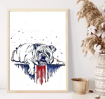 English Bulldog Art Print British Bulldog Poster Bulldog Painting Union Jack Wal • £17.70