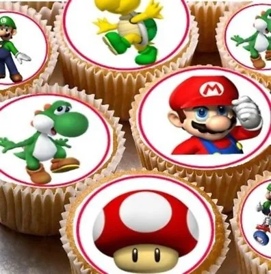 Super Mario Edible Cupcake Fairy Cake Topper X24 • £1.99