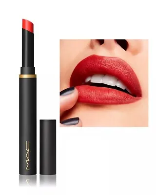 MAC Powder Kiss Velvet Blur Slim Stick Lipstick 877 DEVOTED TO CHILI 0.07 Oz NIB • $26.50