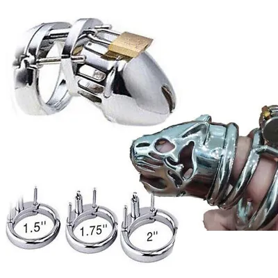 Metal Short Chastity Cage Device Restraint Lockable Chastity Belt Slave Bondage • £5.99