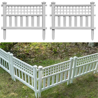 £24.95 • Buy White Garden Plastic Fence Panels Lawn Edging Landscape Plant Border Decor Wall