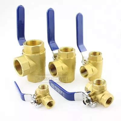 $10.89 • Buy 3 Way Brass Ball Valve Full L-Port 1/4'' 3/8'' 1/2'' 3/4'' 1'' Female Thread New