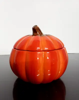 Vintage FTD Fall Halloween Thanksgiving Harvest Pumpkin Ceramic Cookie Candy Jar • $22.99