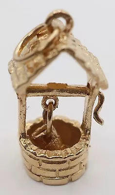 Vintage 14K Yellow Gold Wishing Water Well 1  Charm 2.23 Grams Handle Moves Pail • $89.50