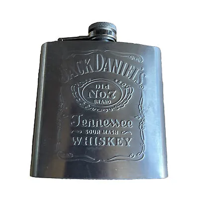 Jack Daniels Old No 7 Tennessee Whisky Steel 6oz Hip Flask • $28.90