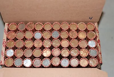 $25 Bank Box 50 Wheat Cent Penny Rolls 1890's-1958 PDS Indian Heads Included #4 • $239