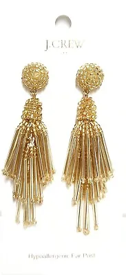 J.Crew Factory Beaded Tassel Earrings In Gold Gold Plated Brass New With Tags • $32