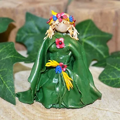 Demeter Pagan Goddess Figurine Statue - Polymer Clay Harvest Poppies Mabon • £26