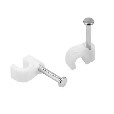 £2.95 • Buy Round Electrical Wire White & Black Cable Clips With Nail 5mm-14mm Packs Of 100
