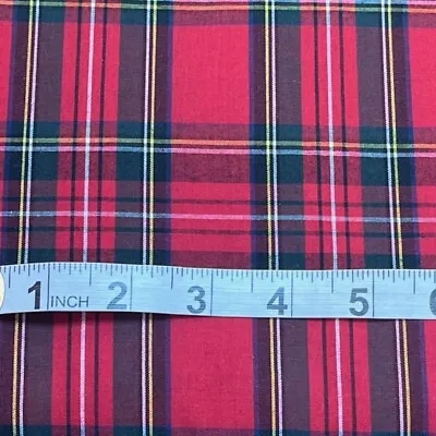 Red Tartan 44 Wide Poly-Cotton Fabric By The Half Metre • £3