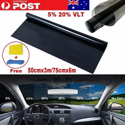 $14.89 • Buy 5% 20% VLT Window Tint Film Black Roll Car Home 50cm X 3m/75cm X 6m Tinting DIY