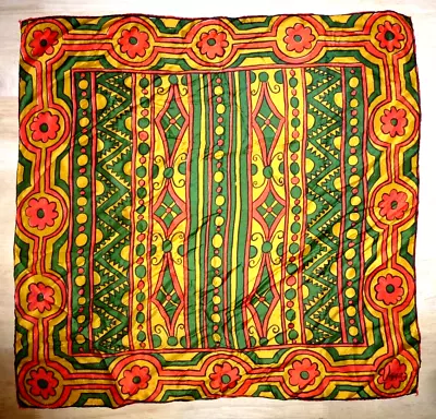 Vintage Vera Scarf - 26  Square - Retro Boho Print - Rayon/silk - Japan • $15.99