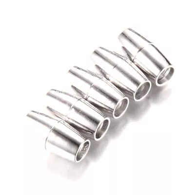 5 Magnetic Barrel Clasps - 15mm X 6mm - Silver Tone - Connector - P01409 • £4.69