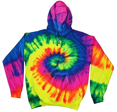 Tie Dye Rainbow Hoodie Adult & Kids Long Sleeve With Pockets Colortone • $31.55