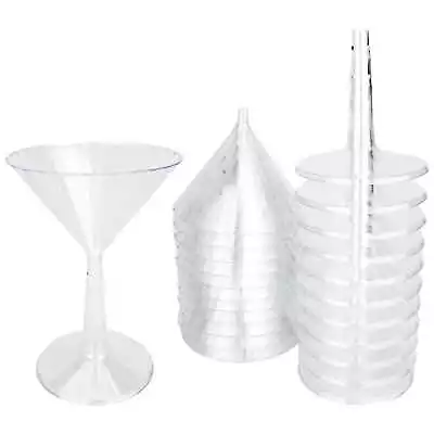 Clear Plastic Ribbed Reusable 175ml Cocktail Martini Glasses Hens Party 12 Pack • $14.99