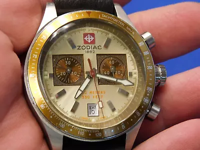 Zodiac ASTRORACER Chronograph Running Keeping Time - Rare - No Reserve • $122.50