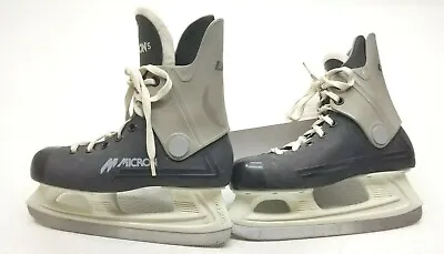 Vintage MICRON 5 PRO LASER Ice Hockey Skates Mens Size 5 Black Grey White Comp • $17.99