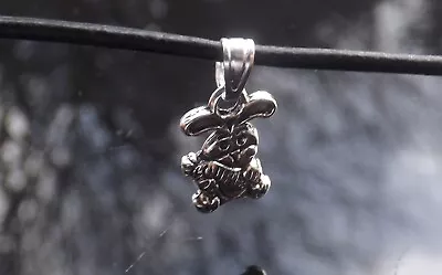 £2.99 • Buy Handmade Black Leather Cord Choker Style Charm Necklace With Silver Pendant