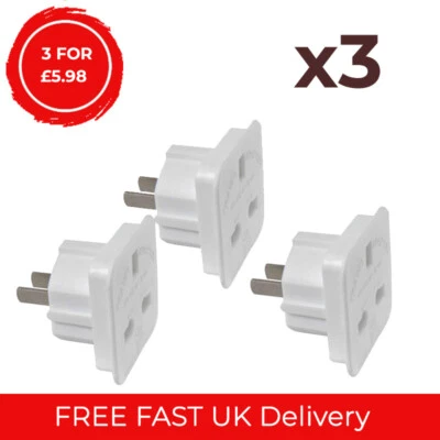 £5.98 • Buy 3 X UK To USA, AUS, NZ  2 Pin Plug Travel Adaptor - White | FREE Postage