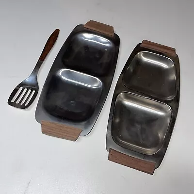 Vintage Mid Century Condiment Serving Trays With Serving Spatula • $19.99