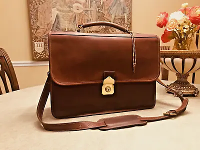 LEVENGER  Thick  Saddle  Leather  Briefcase / Messenger Bag  -  Made In ENGLAND • $325