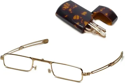 Mini Folding Reading Glasses With Tortoise Shell Case • $10.99