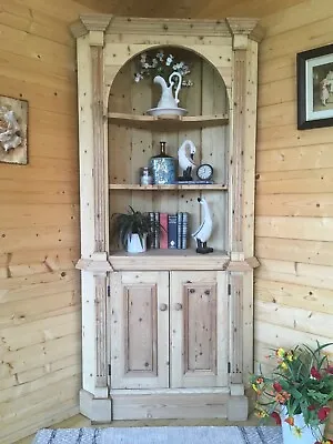 Farmhouse Reclaimed Solid Pine Corner Cabinet Cupboard Shelving Unit Dresser • £185