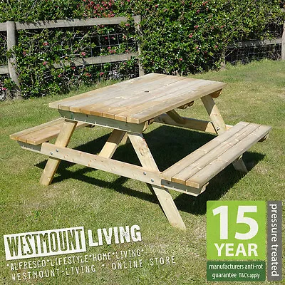 New Wooden 4ft 4 Ft Pub Picnic Bench Table Patio Garden Seat Pressure Treated • £161.99