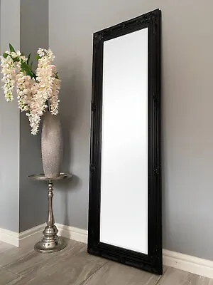 Tall Black Full Length Floor Wall Dressing Mirror With Stunning Hardwood Frame • £69.95