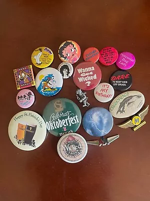 Vintage Pin And Button Lot 60s 70s 80s 90s Music Culture Entertainment • $70