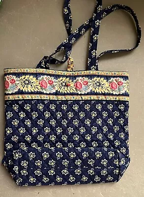 Blue Vera Bradley Vintage Pattern W/ Yellow Flowers Rose Shoulder Bag • $13.40