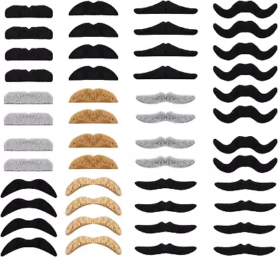 Whaline 48 Piece Self Adhesive Fake Mustache Set Novelty Mustaches For Costume A • $12.54