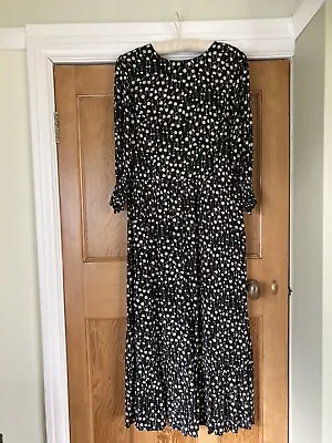 New LAURA ASHLEY Black Ditsy Floral Tea Prairie Dress 10 12 For Toast Plumo Fans • £25