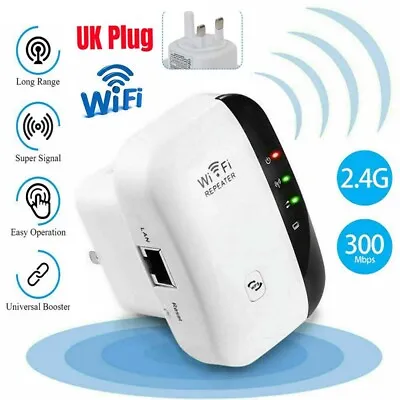 WiFi Signal Extender Range Repeater Booster Internet Amplifier 300Mbps UK Plug • £6.59