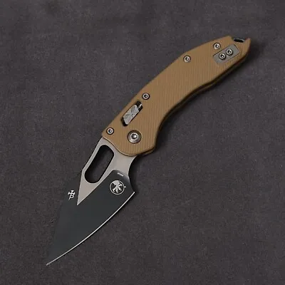 Microtech Manual Folder Stitch Fluted Tan G10 - Plain Edge Black Blade / M390MK • $359.99