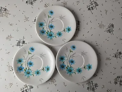 Melamine Dinnerware Melmac Blue Flower Saucers Set Of 3 Vintage • $17.09