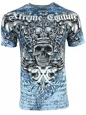 Xtreme Couture By Affliction Men's T-Shirt Crusaders Blue Biker S-2XL • $26.99