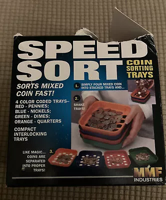 Speed Sort Fast Coin Sorter Color-Coded Trays Quarters Nickels Pennies Dimes Box • $12.99