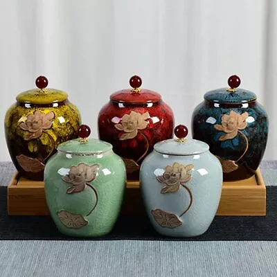 Vintage Tea Jar Ceramic Food Storage Container Coffee Canisters  Home Decor • $24.77