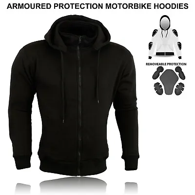 Motorcycle Motorbike Armoured Hoodie Hoody Fleece Jacket Zip Up Removable Armour • $41.02