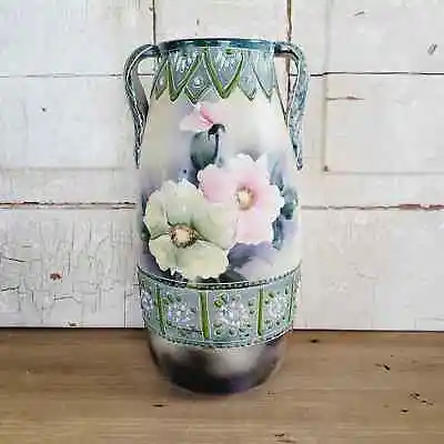 Vintage Satsuma Moriage Vase With Handles Made In Japan • $44.99