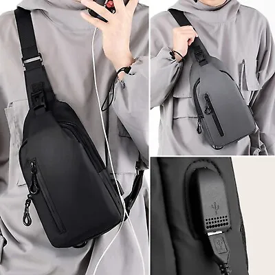 Anti-theft Men's Sling Crossbody Bag Chest Shoulder Messenger Backpack USB Port • $9.99