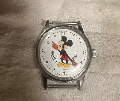 Vintage Mickey Mouse Watch Disney  Swiss Made  17 Jewel Wind UP Works!!!!! • $75