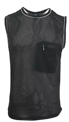 Mens Mesh Fishnet Vest Top Combat See Through Tank Men Military Fashion Urban • £6.70