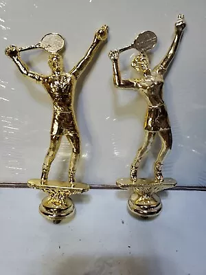 2 X-large GOLD METAL Male Female 6 In TENNIS Top Tops Topper Trophy #80 Vintage  • $33.90