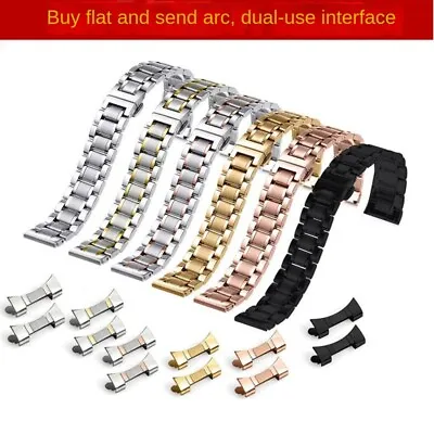 High Quality Solid Stainless Steel Watch Straps Mens Metal Band 12-24mm With Arc • £15.88
