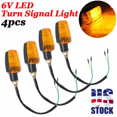 4X Motorcycle 6V Turn Signal Light Blinker Indicator Amber Lens LED Bulb Kit US • $28.99