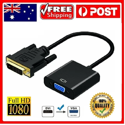 $9.99 • Buy DVI-D Pin Male To VGA Pin Female Cable HDTV Converter Desktop Monitor Adapter